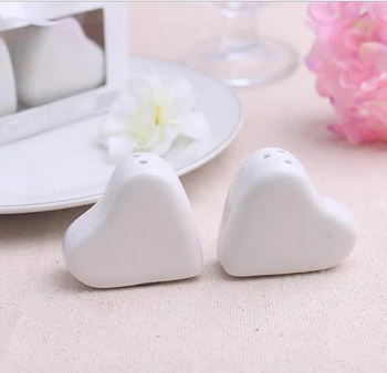 

A Dash of Love Ceramic Heart Salt Pepper Shakers 200pcs=100SET/Lot wedding favor party birthday gift children guest gift present