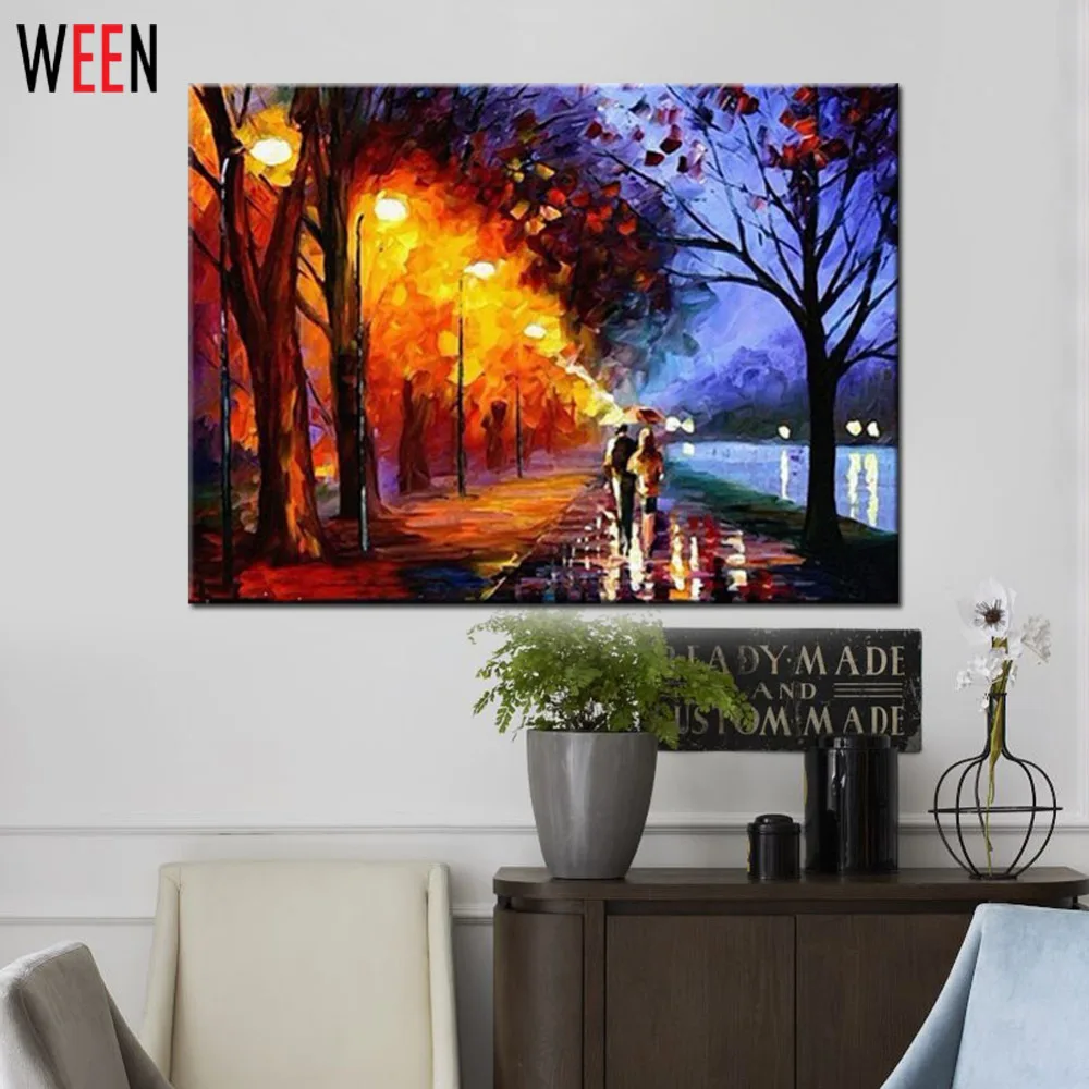 

Frameless picture on wall acrylic painting by numbers abstract drawing by numbers unique gift coloring by numbers walk in rain