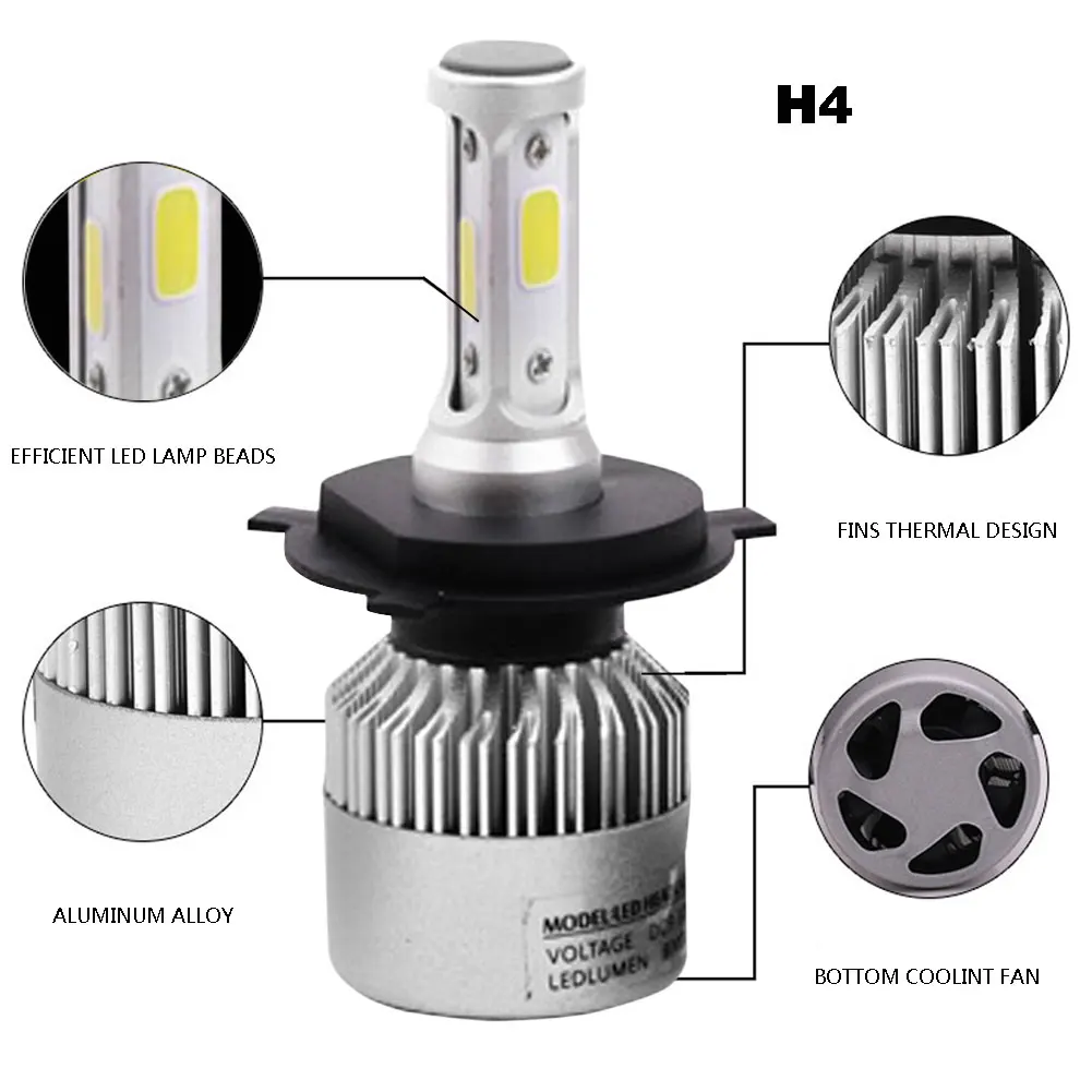 2 шт. автомобисветодиодный светодиодные лампы H1 H3 H4 H7 H8 H11 9005 9006 6500 лм|led bulb|led bulb coblamp