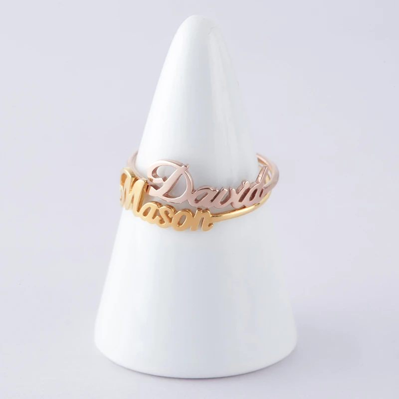 Ручные именные кольца для влюбленных из нержавеющей стали, персонализированные золотые обручальные кольца для мужчин и женщин, рождественские украшения