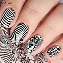 1 лист Иллюзия Водные Наклейки для ногтей черные завитки наклейки для ногтей наклейки для тату водные горки