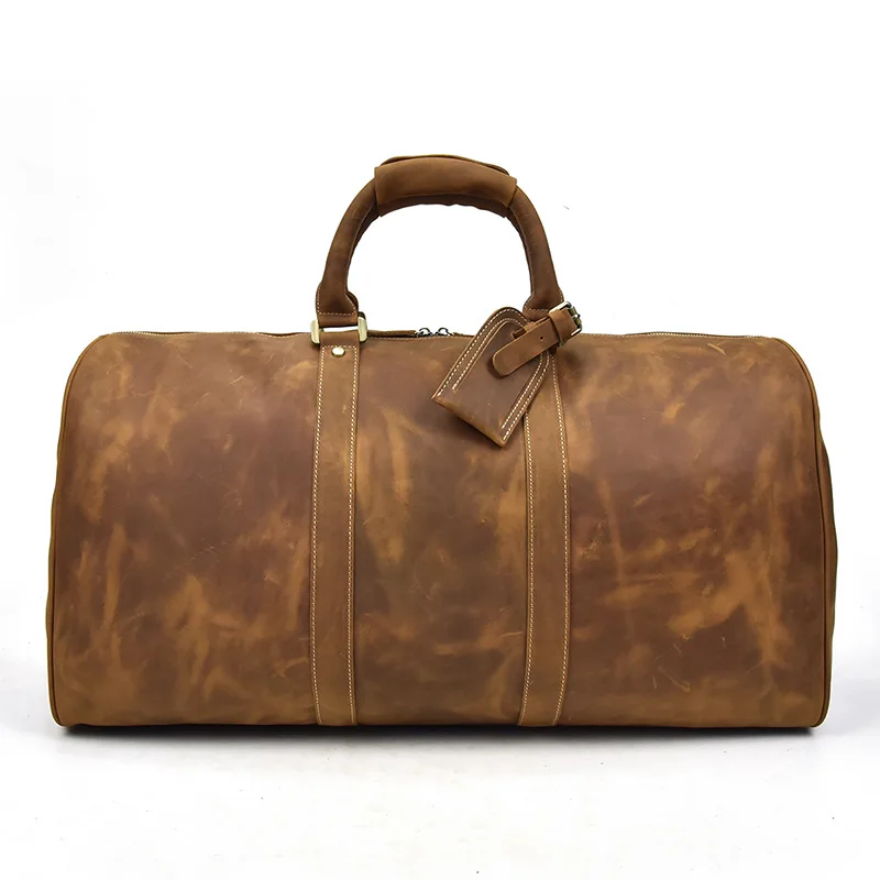 Front Display of Woosir Leather Weekender Duffel Luggage Bag