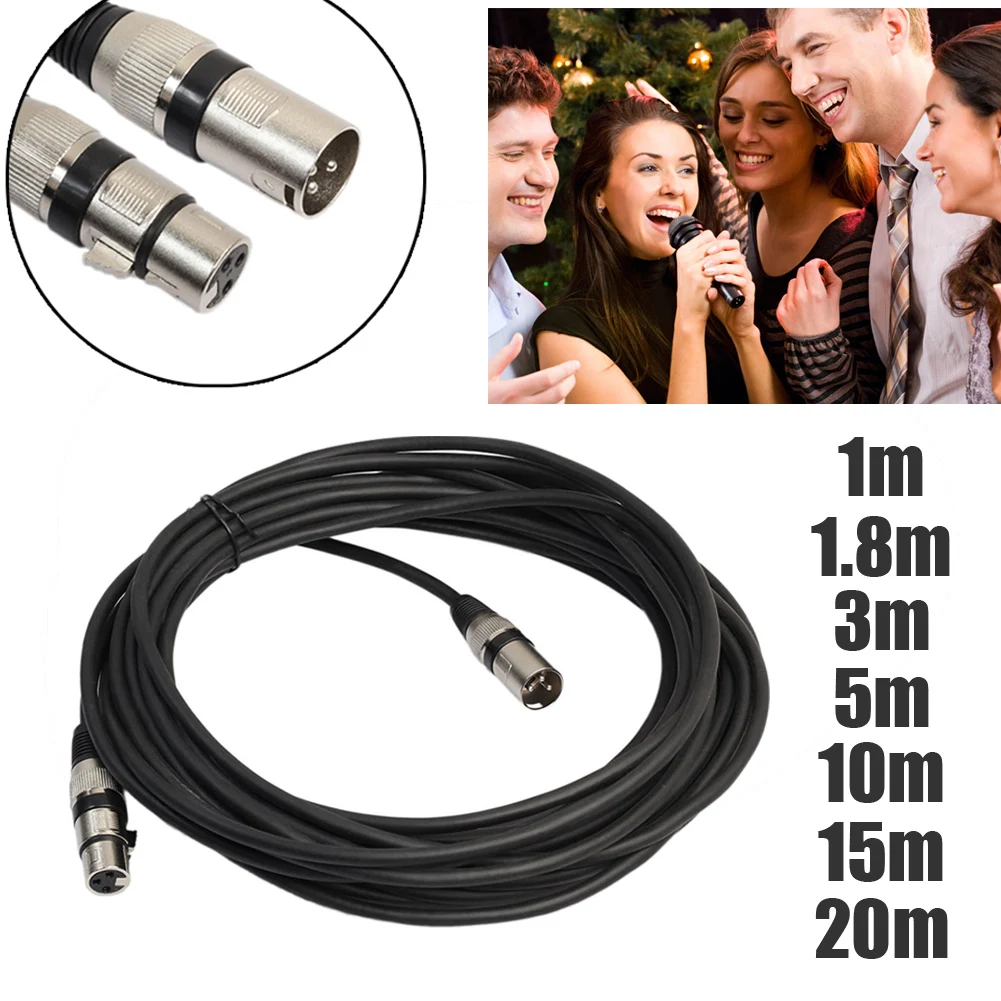5m/10m/15/20m 3 Pin XLR Microphone Audio Cable Male to Female Audio Extension Cord Wire Black XLR Extension Cable