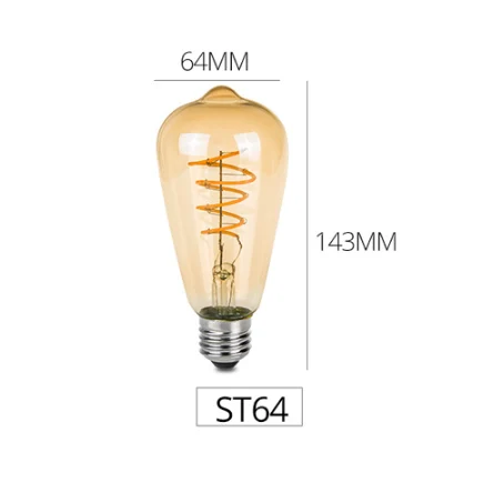3 Вт Ретро лампа Эдисона E27 85-265 в A60 ST64 G80 G95 ампула Винтажный стиль Вольфрамовая проволока светильник лампы Фестиваль лампа накаливания - Испускаемый цвет: ST64