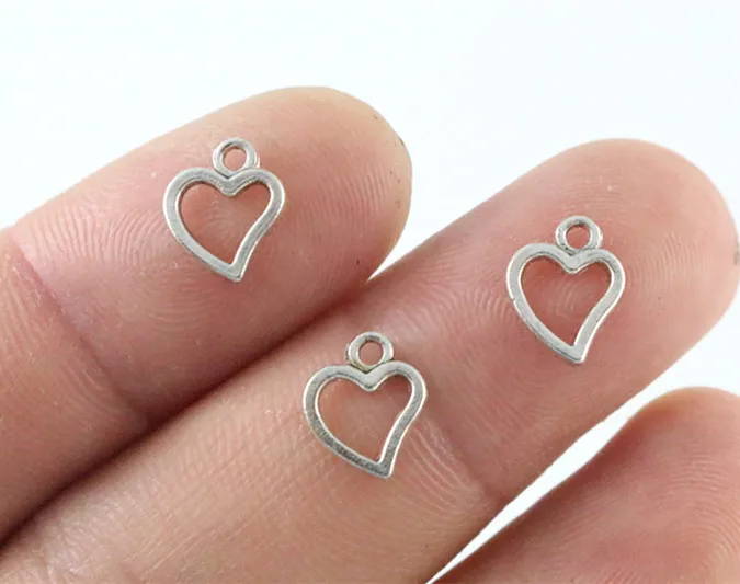 

10x8mm 50pcs Antique Silver Plated Heart Handmade Charms Pendant:DIY for bracelet necklace-Q3-38