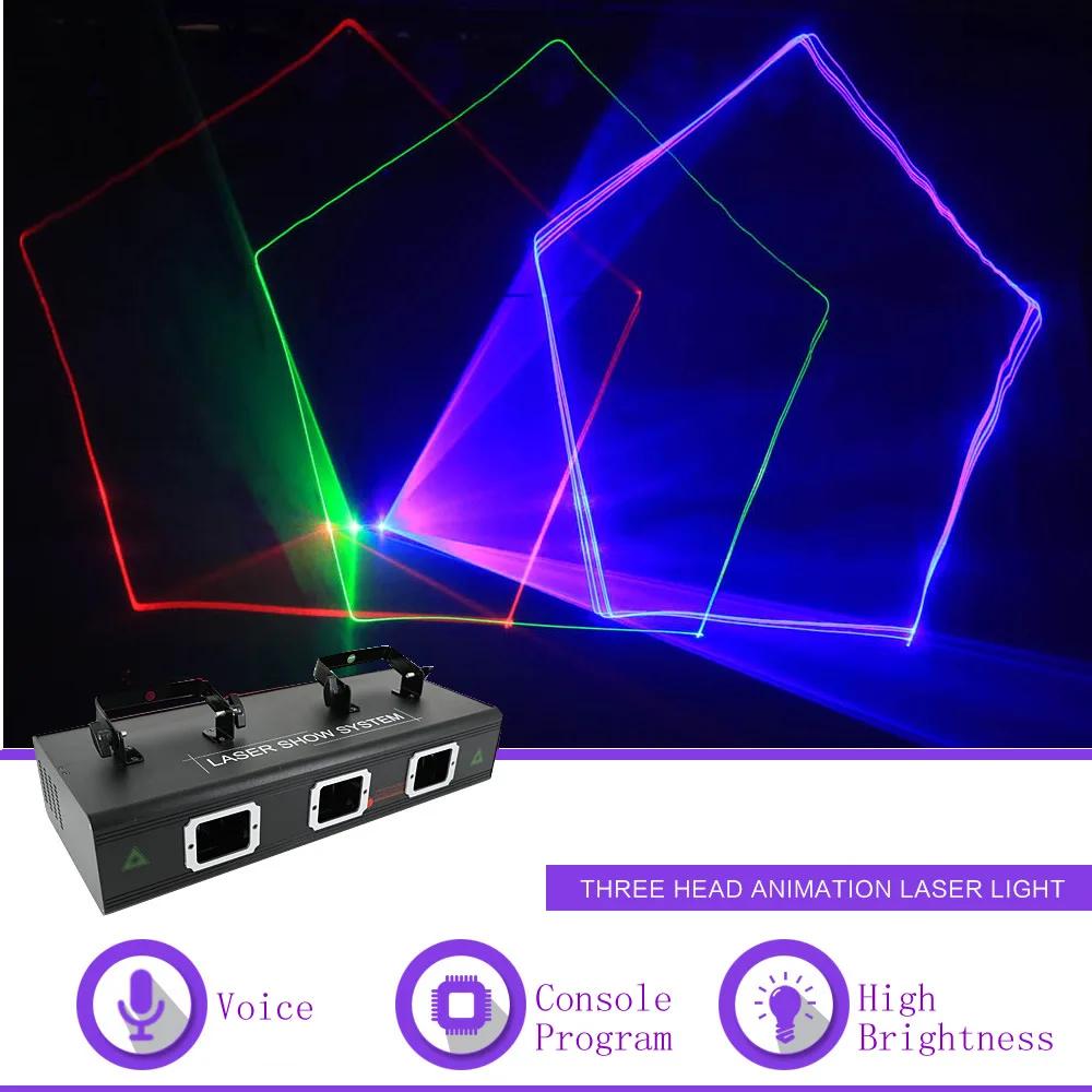 

Sharelife 3 Lens 1W RGB Animation DMX Laser Projector Light Home Club Gig Party Show Professional Stage Effect DJ Lighting 503