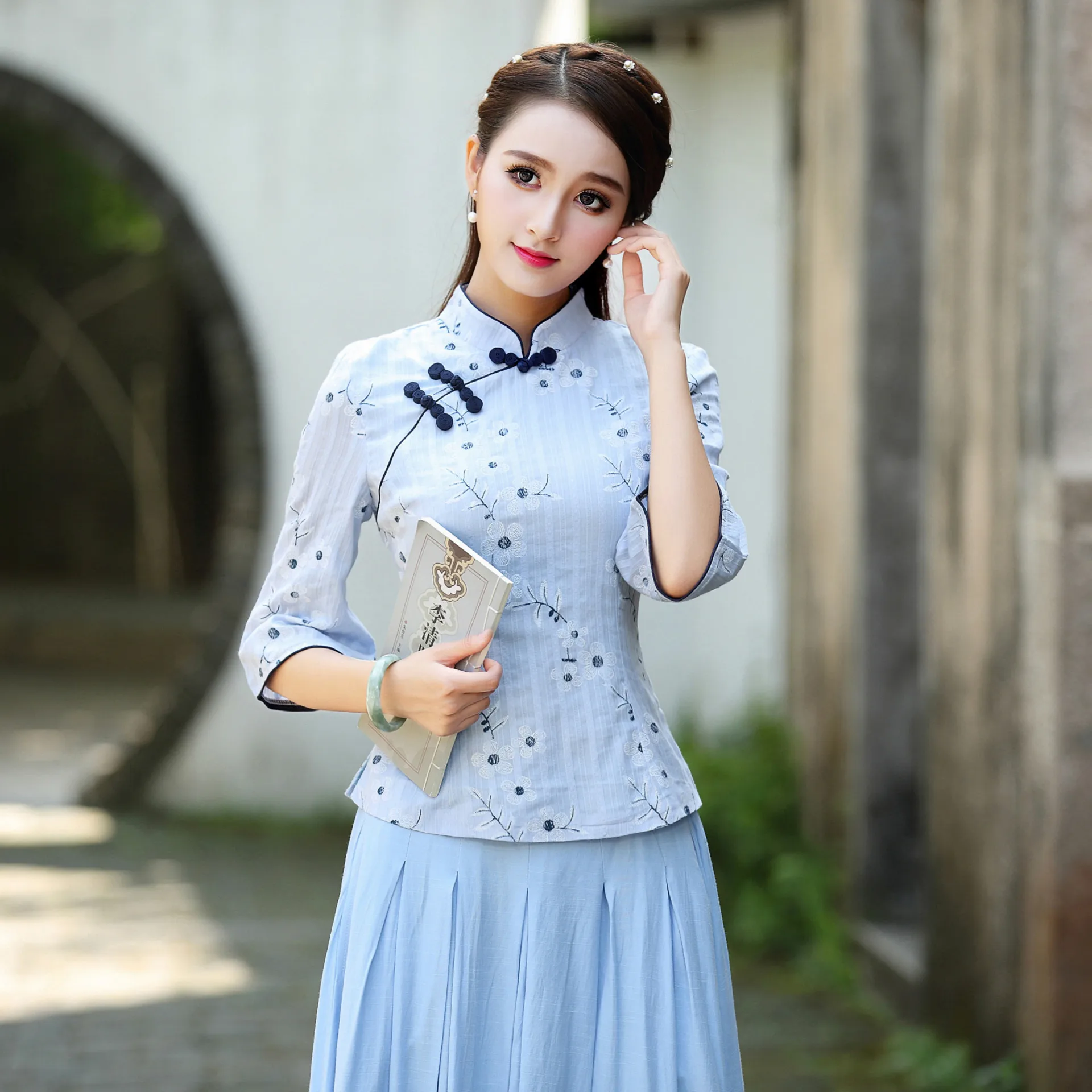 Sheng Coco/хлопковая льняная одежда в китайском стиле, топы со средним рукавом, традиционная китайская одежда для женщин, Национальный
