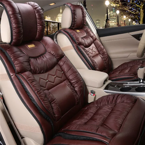 winter down leather warm Car Seat Cover Universal Fit Most 5 seat Car