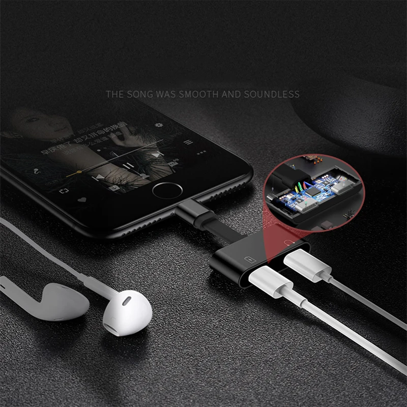 Suntaiho for lighting Adapter Headphone Adapter 2 in 1 for iPhone 7 8 Plus X Charger Splitter Adapter for lighting Dual 8pin