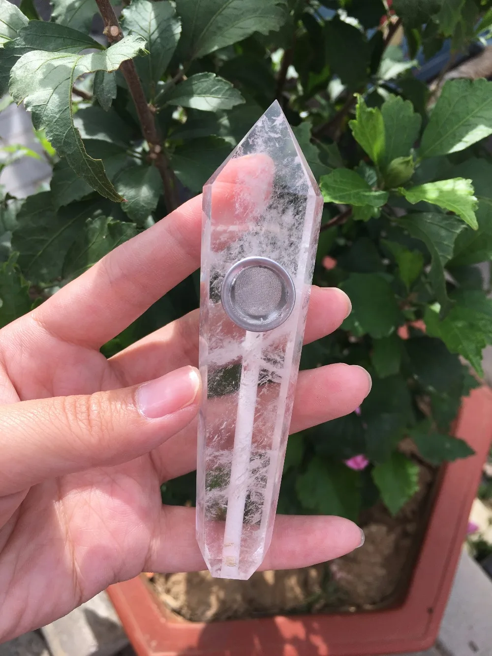 natural clear crystal smoking pipe white quartz Cigarette holder as gift | Дом и сад