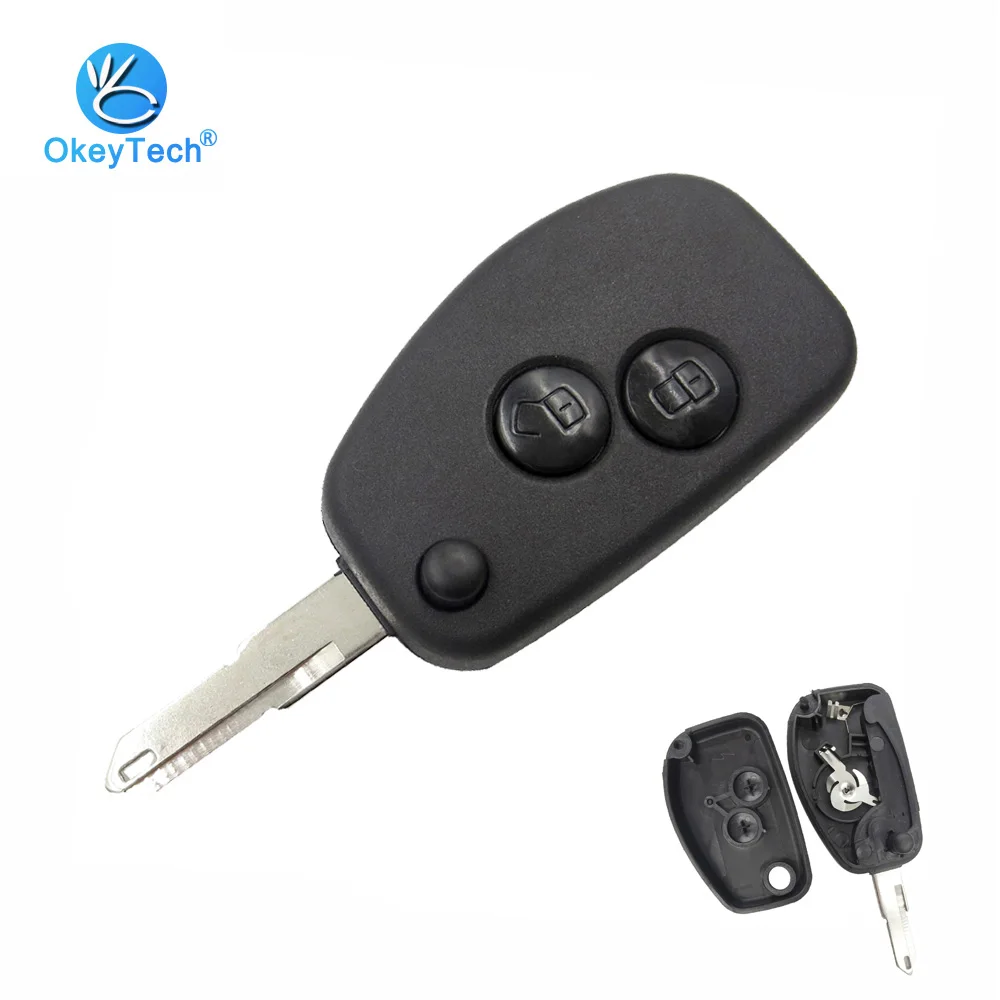 

OkeyTech 2 Button Flip Folding Remote Modified Car Key Shell Cover Case Fob 206 Blade for Renault Dacia Modus Logan Clio Espace