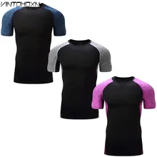 Для мужчин быстросохнущая с коротким рукавом для тренировок в тренажерном зале Топ, футболки для фитнеса Для мужчин спортивные часы, пробежек, занятий йогой, для сжатия Лыжный Спорт упражнения, подчёркивающая мускулы, футболка 181