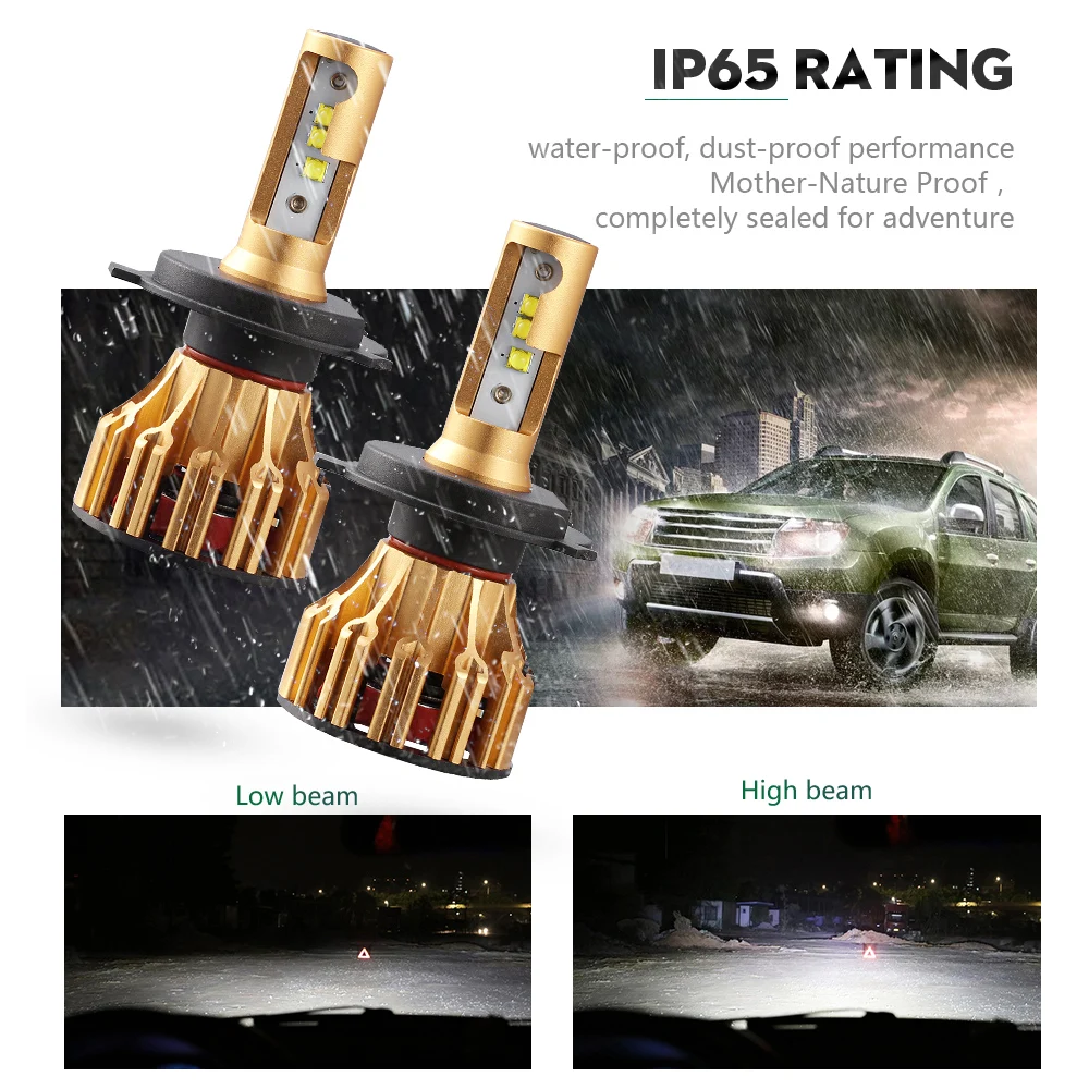 Partol H4 автомобиля светодиодные лампы фар Hi Lo луч 70 W 7000LM H7 H11 SMD чипов автомобильных