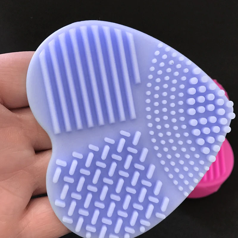 Hot 1pc 2 in 1 Heart Shape Silicone Gel Makeup Brush Cleaner Brushes