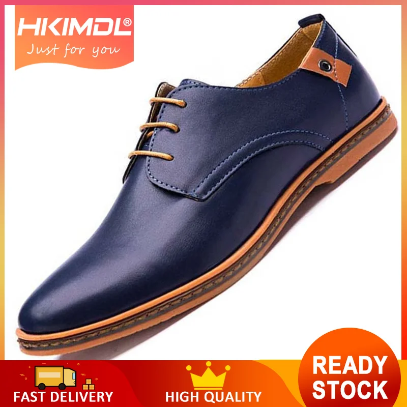 

HKIMDL Men Leather Shoes Male Dress Shoes Business Black Flats Lace-Up Oxfords Comfortable Formal Footwear Chaussure Homme Cuir