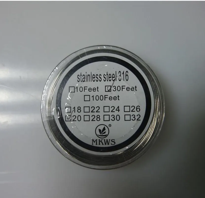 

SS316L Wire Stainless Steel Wire 316L 22/24/26/28 Gauge 10m/30Feet for E-cig RDA RTA DIY Atomizer heating wire