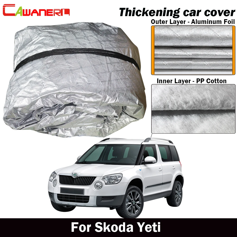 Cawanerl For Skoda Yeti Waterproof Car Cover Thick Cotton Outdoor Sun