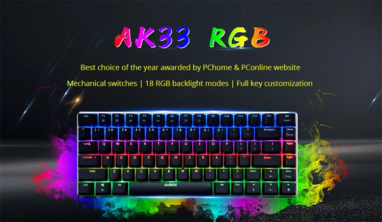 Ajazz AK33 игровая механическая клавиатура 82 клавиши Проводная клавиатура белый одиночный фоновый светильник