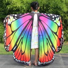 Танец живота бабочка крыло шаль Детские платья для девочек танцы красочные Феи карнавальный костюм Foulard Femme Прямая поставка c