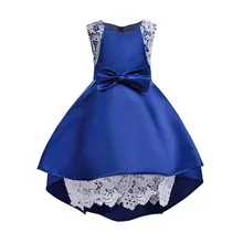 O vestido da menina sem mangas elegante Europeia sólidos bow princess dress para 3-10yrs crianças meninas crianças festa de casamento desempenho vestido