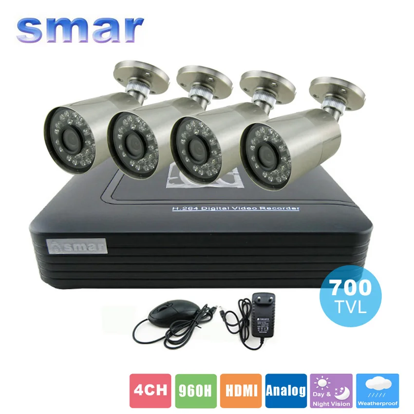 CTV 4CH 960H Real time HDMI H. 264 DVR Video Surveillance System Bullet Camera 700TVL Waterproof