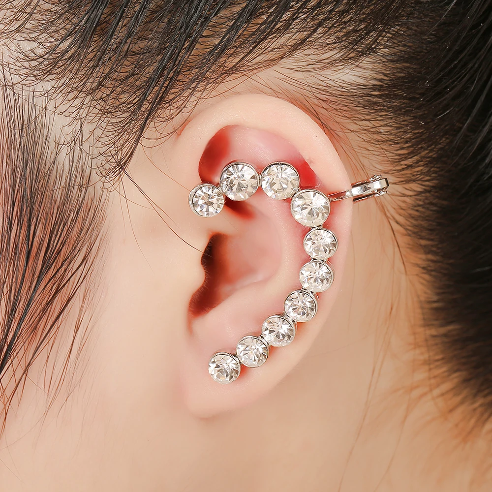 Zldyou New Big Rhinestones Left Ear Cuff Women Gift Jewelry 10 Crystal