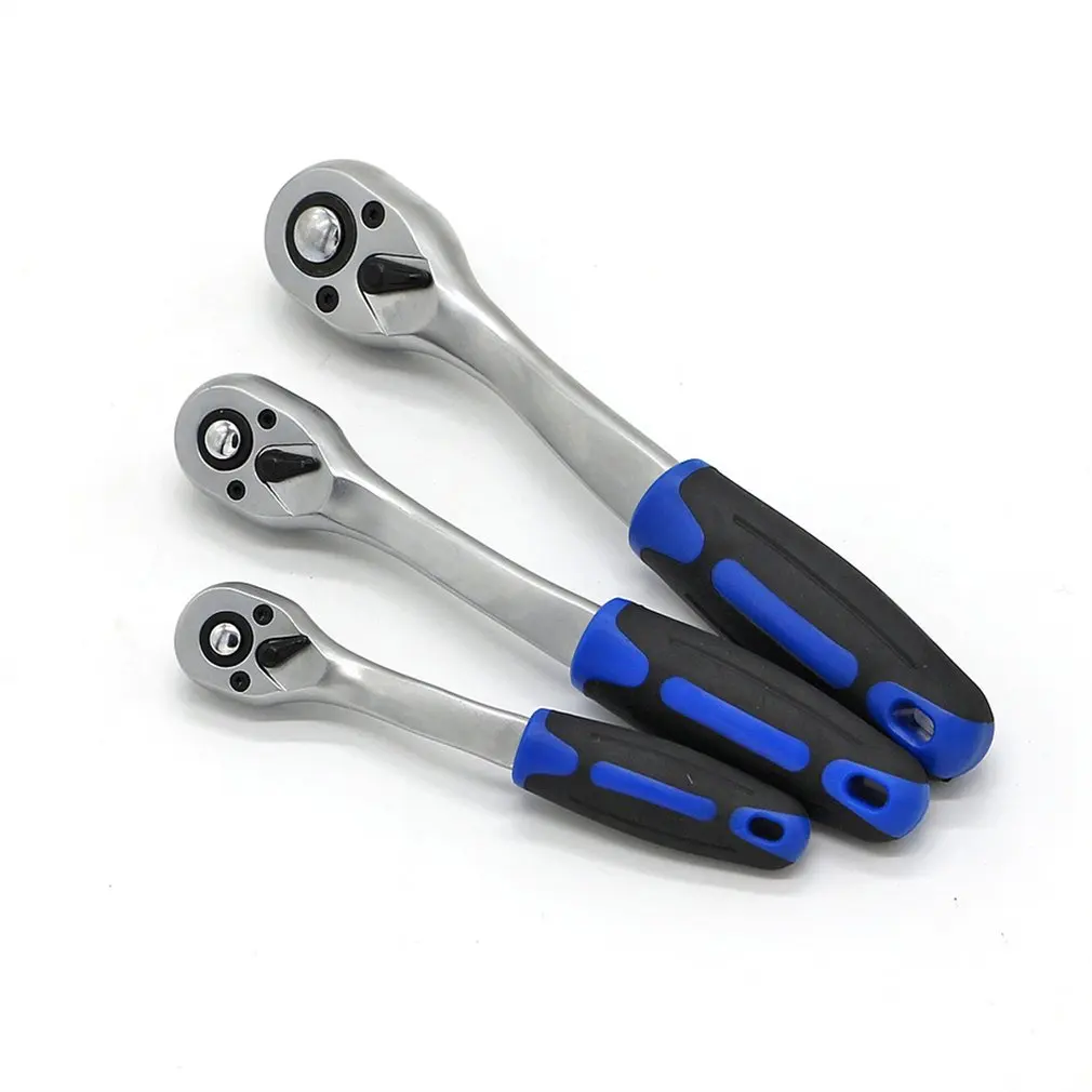 

Universal 1/4" 3/8" 1/2" Ratchet Wrench Quick Release Single-end Chrome Steel Wrench Plastic Handle Professional Repairing Tool