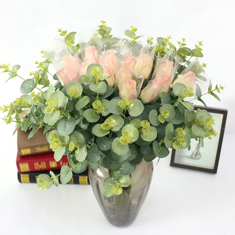 Flone Real Touch Artificial Rose Flowers Simulation Flower Latex Flower Branch Bouquet Wedding Home Party Table Decor Floral (2)