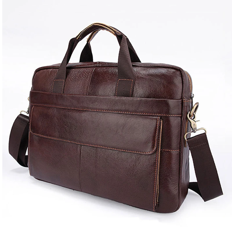 

CBJSHO Briefcase Men Laptop Messenger Bag Genuine Leather Business Man Cow Leather Bag Mens Casual Handbag for Men Crossbody Bag