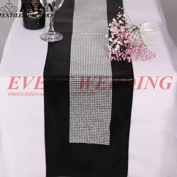 

30x180cm Bronzing Metallic Table Runner With Diamond Mesh Rhinestone Table Runners For Wedding Event Tablecloth Decoration