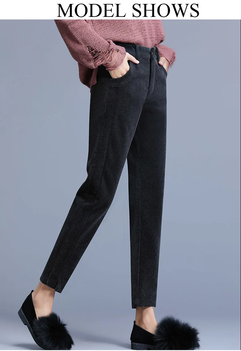 Осенне-зимние шерстяные серые коричневые брюки-карандаш длиной до щиколотки, женские брюки, трусики, большие размеры 4xl 3xl 2xl Xl L M