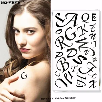 

Nu-TATY Alphabet Letters Temporary Tattoo Body Art Arm Flash Tattoo Stickers 17*10cm Waterproof Fake Henna Painless Tattoo