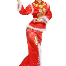 Настоящие танцевальные костюмы Disfraces Весенний фестиваль Китайский народный танец костюм зеленого фонаря Off квадратный барабан с поясным ремнем веер для танца янгко одежда