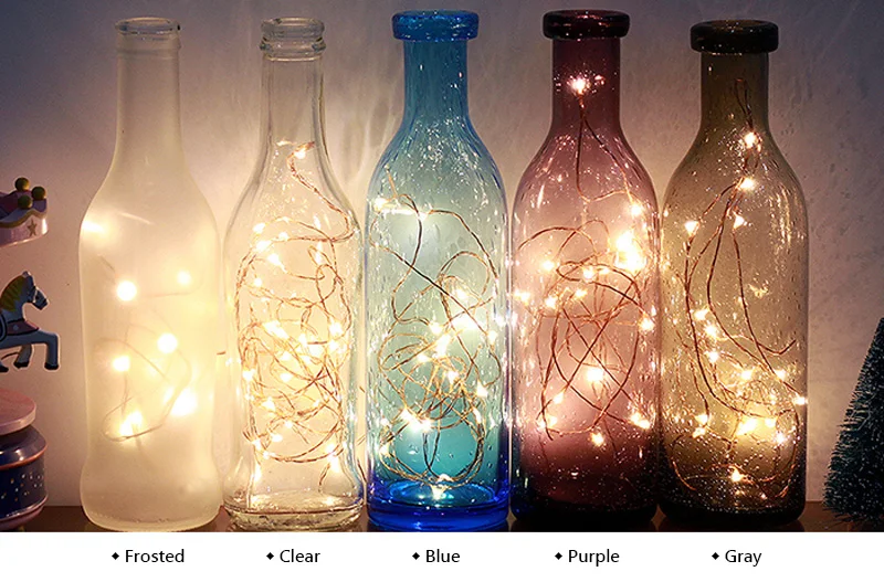 Nordic Creative Wood Deer Lamp LED Strip Lights Handmade Blue Glass Bottle Night Lights Art Deco USB Lighting Chirstmas Birthday Gift (2)