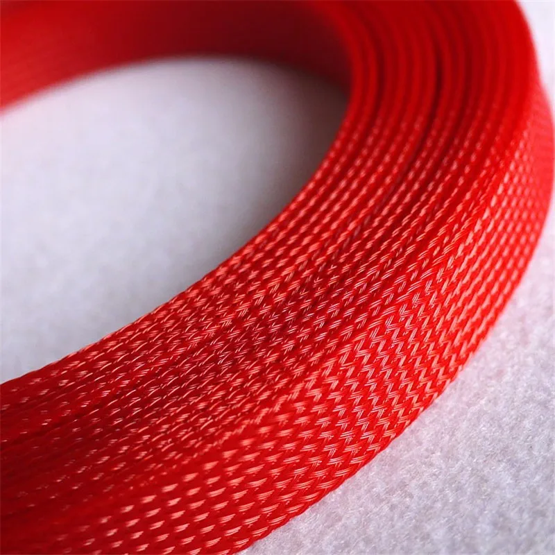 1 м Высокое качество Красный 14 мм оплетка ПЭТ расширяемая гильза высокой плотности Обшивка плетеный кабель рукава DIY