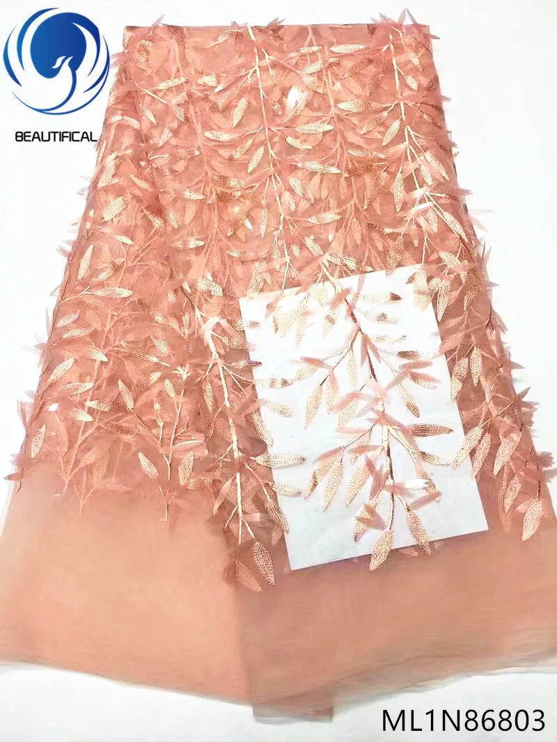 

BEAUTIFICAL french lace fabrics 5yards 3d long sequins lace fabric New arrival tulle lace nigerian fabric for dress ML1N868