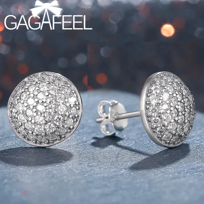 

GAGAFEEL Full CZ Crystal Earrings for Women Girls 925 Sterling Silver Earrings Ear Studs Anti-allergy Christmas Gift