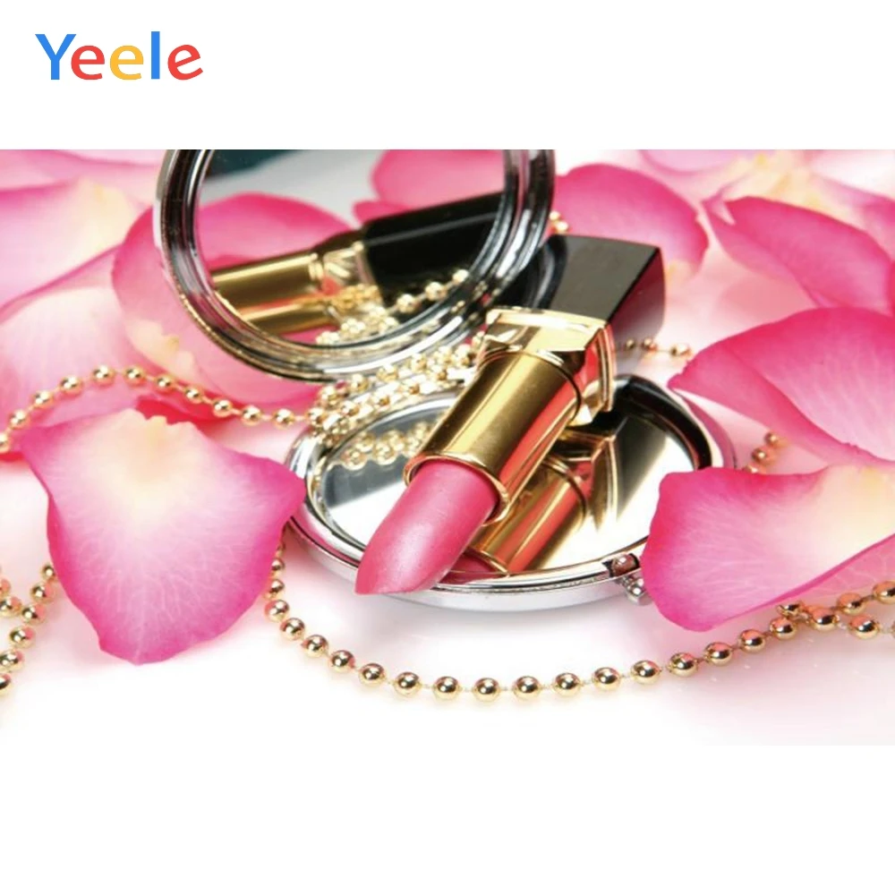 

Yeele Princess Pink Petal Makeup Necklace Decor Women Pattern Photographic Backgrounds Photography Backdrops For Photo Studio