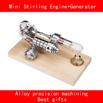 

Double cylinder stainless steel aluminium alloy Precision machining mini stirling engine+Generator with LED best gifts