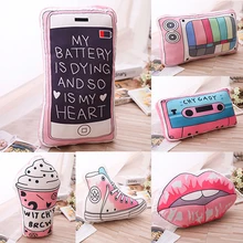 Модная жизнь плюшевая подушка ТВ сотовый телефон мороженое конус парусиновая обувь магнитная лента губы молодой человек мальчики девочки Декор Бросок Подушка