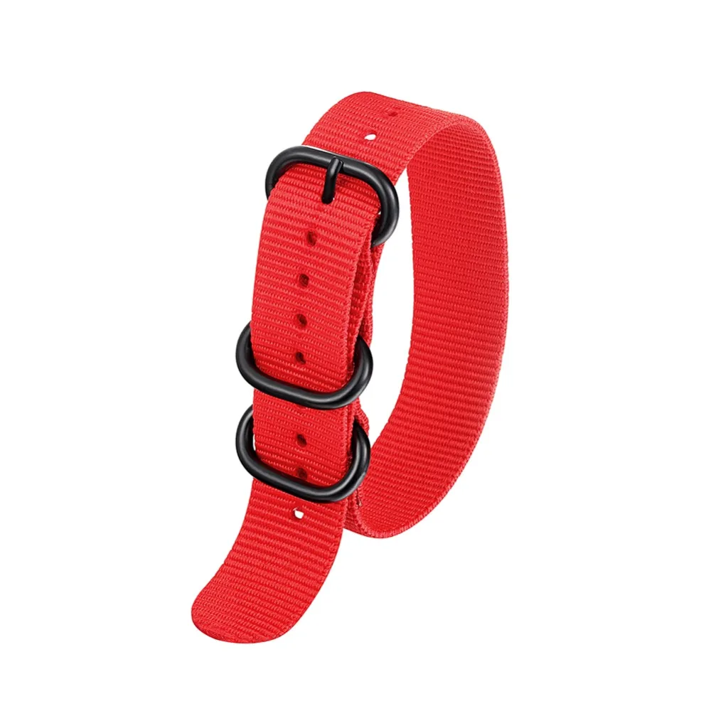 1pc Top Quality 20mm 22mm 24mm Nylon Strap Strap Wristband 5 Ring Black Silver Button Watch Accessories KZfashion
