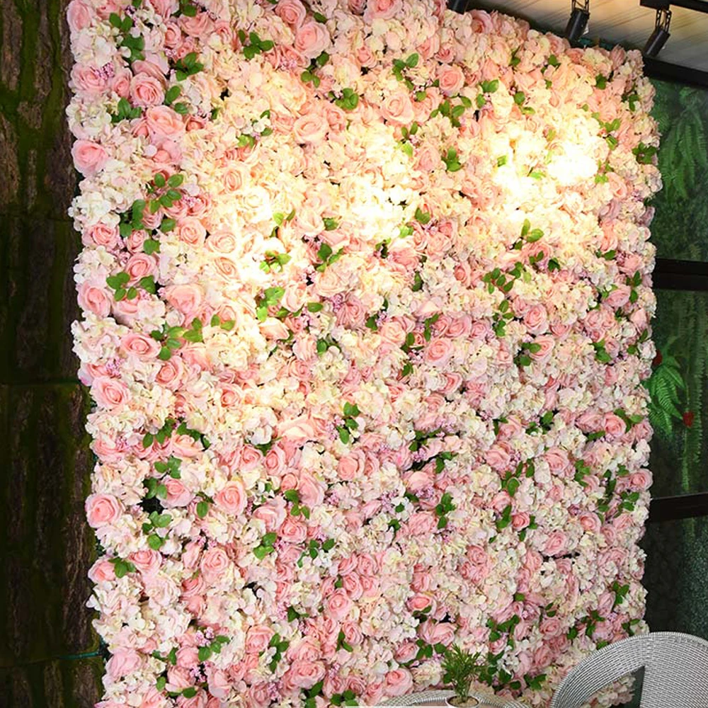 

10 pcs Luxurious Pink Rose & Hydrangea Flower Wall Customized Wedding Flower Wall High Quality Flower Wall Decoration