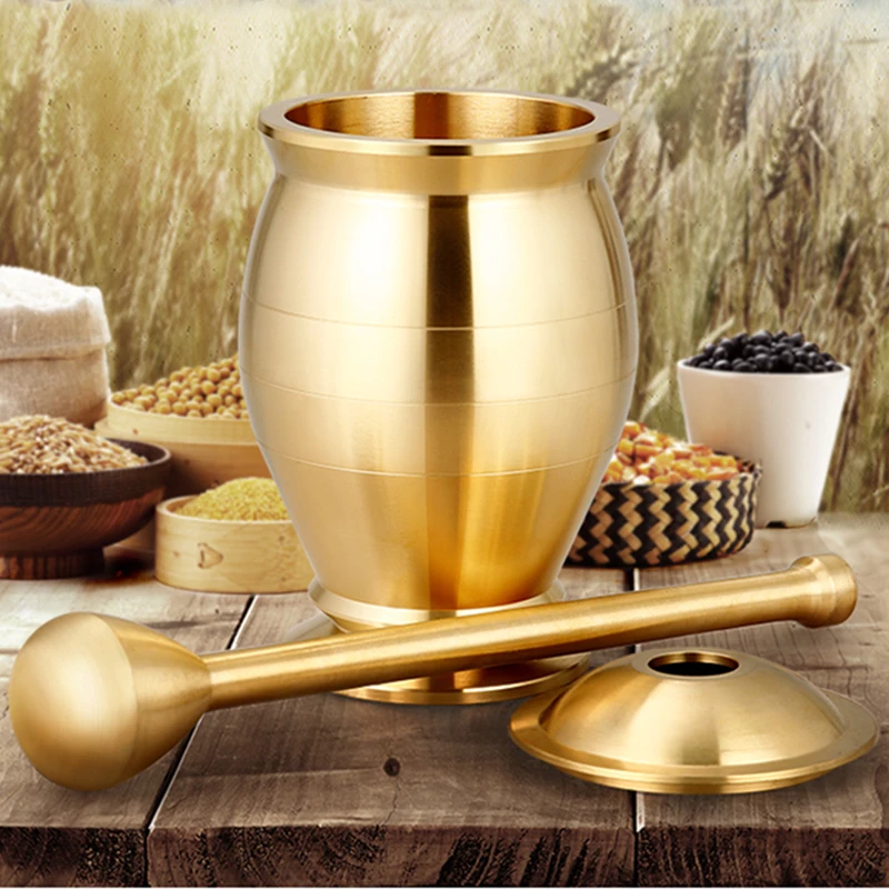 Kitchen Mortar and Pestle Set Manual Pepper Spice Salt Pepper Grinder Set Powder Spice Grinder Herb Mills & Mincers Metal Brass