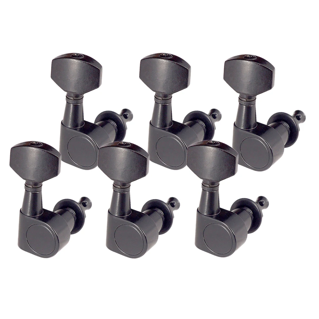 Electric Guitar Zinc Alloy String Tuning Pegs Black 6R Machine Heads Sealed