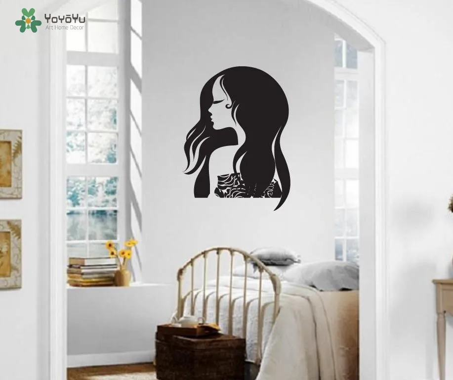 

YOYOYU Vinyl Wall Decal Sexy Girls Hair Salon Beauty Stylist Interior Room Door Removable Decoration Stickers FD498