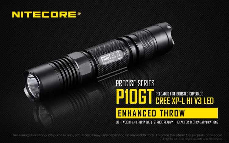 Распродажа Nitecore Точная серия P10GT 900Lm CREE XPL HI V3 светодиодный тактический фонарь 386 м алюминиевый сплав водонепроницаемый