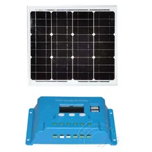 SolarKit Waterproof Solar Panel 30W 12V Battery Charger Solar Charge Controller 12v/24v 10A PWM Dual USB For Phone LED Home