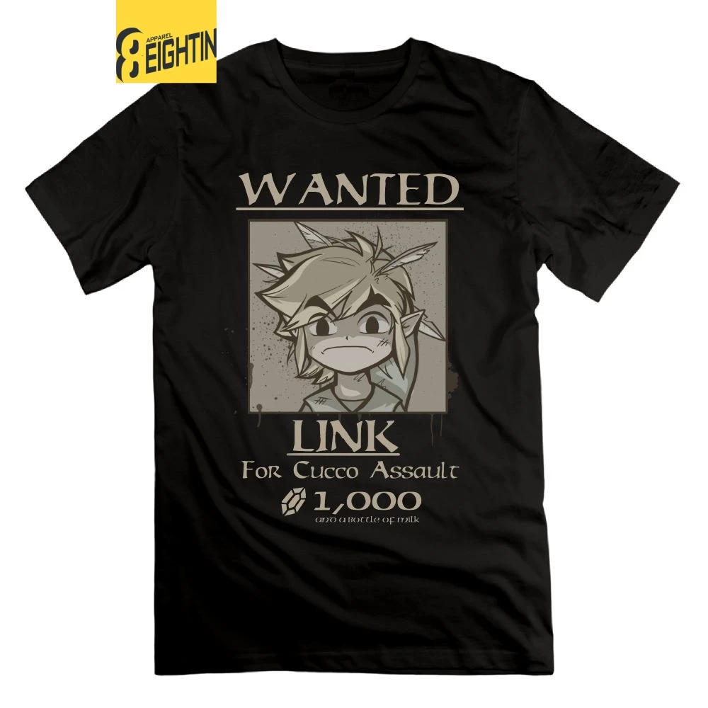 

Eightin The Legend Of Zelda Wanted Cucco Assault Black T Shirt Classic T-Shirt Big Size Man Tees Short Sleeve 100% Cotton O Neck