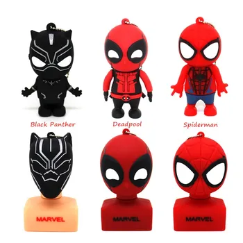

New Super hero 8G Pendrive 16G 32G Pen drive 64G cartoon Marvel Spider-Man/Black Panther/Deadpool USB flash drive Memory Stick