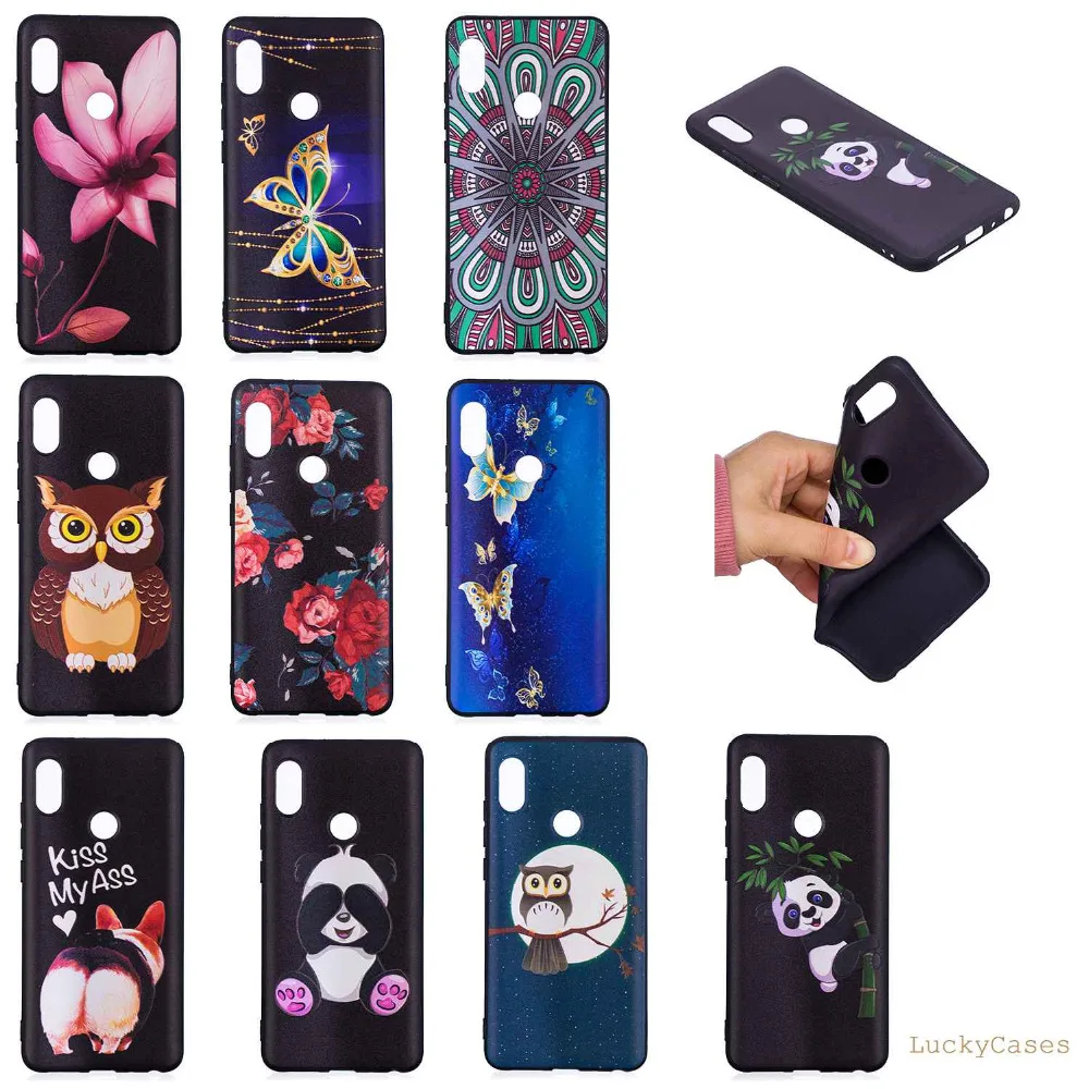 

3D Relief Soft TPU Floral Flower butterfly panda owl Painted Silicone Phone Case For Xiaomi RedMi Note 5 PRO Back Cover caso
